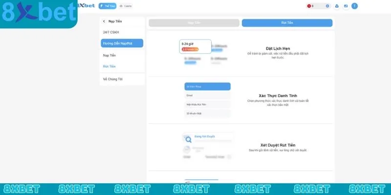 Quy trình rút tiền 8xbet đúng chuẩn mà thành viên cần nắm rõ
