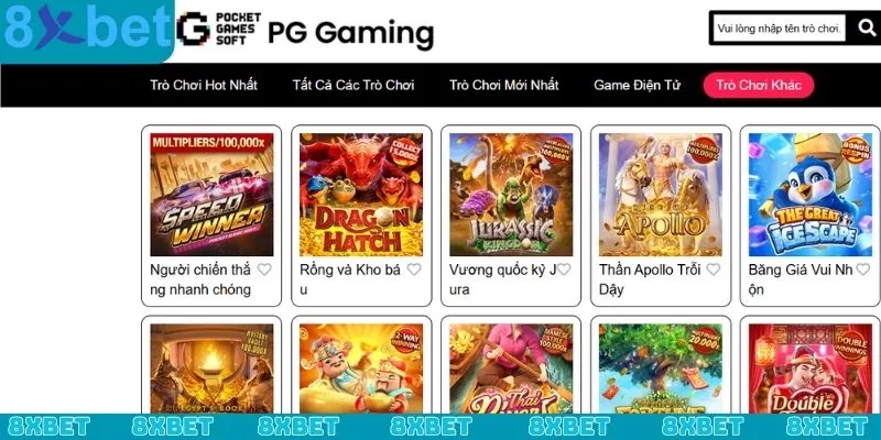Sảnh nổ hũ PG điện tử cực đỉnh tại 8xbet