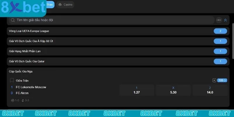 Sảnh game thể thao 8xbet được yêu thích nhờ sự hấp dẫn tuyệt vời
